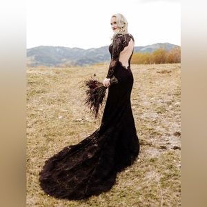 Black lace wedding dress